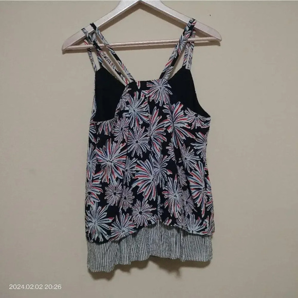 NWT Crown & Ivy Redwhite&cute double spaghetti strap patriotic Top Blouse SZ Med - Picture 7 of 8